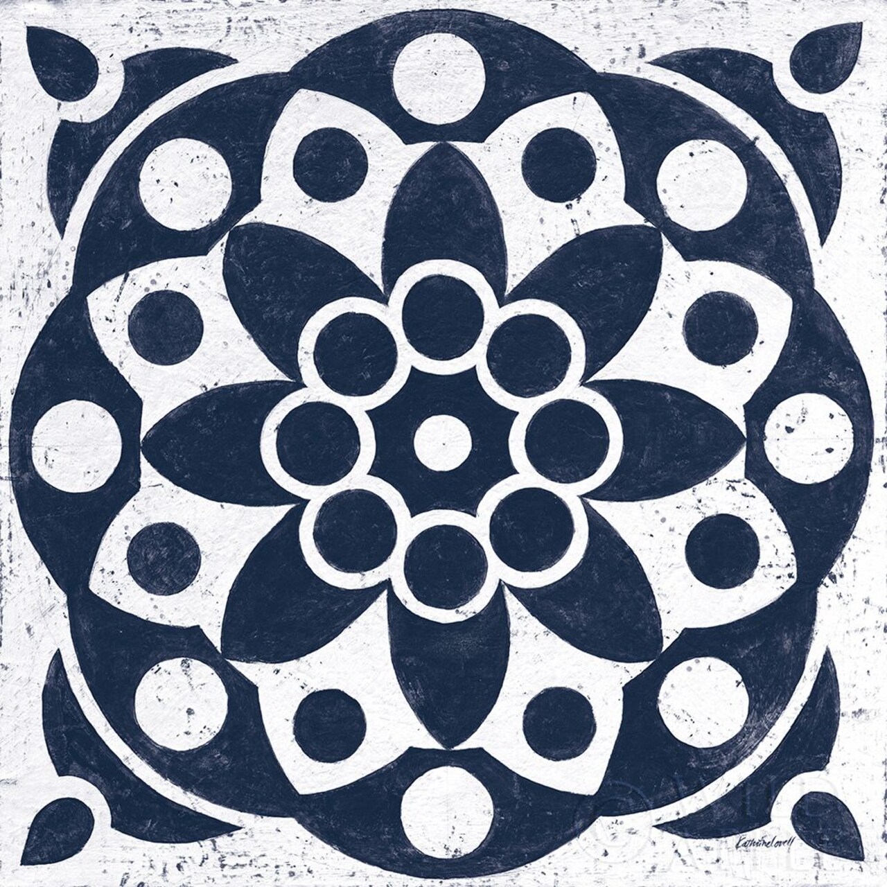 Blue and White Tile II Poster Print by Kathrine Lovell # 59159